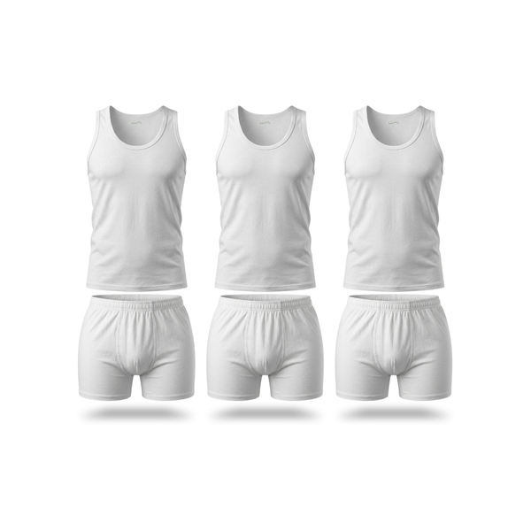Men’s 3-Pack 100% Cotton Tank Top & Shorts Set