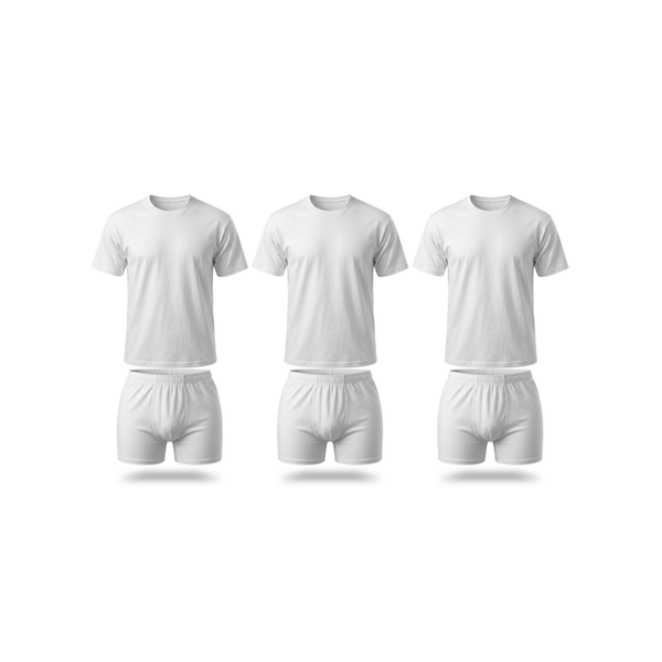 Men’s 3-Pack 100% Cotton Short Sleeve T-Shirt & Shorts Set