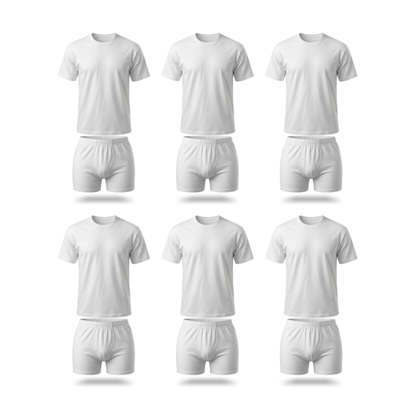 Men’s 6-Pack 100% Cotton Short Sleeve T-Shirt & Shorts Set